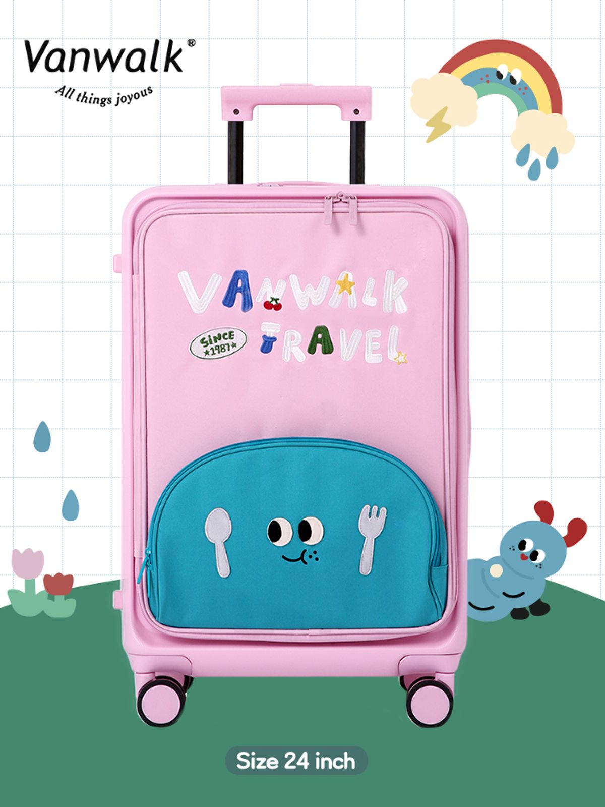 반워크(VANWALK) 마카롱 캐리어 24인치 [크림핑크](+ 투명 커버 증정)