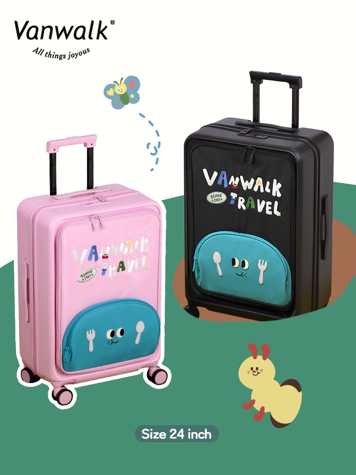 반워크(VANWALK) 마카롱 캐리어 24인치 [크림핑크](+ 투명 커버 증정)