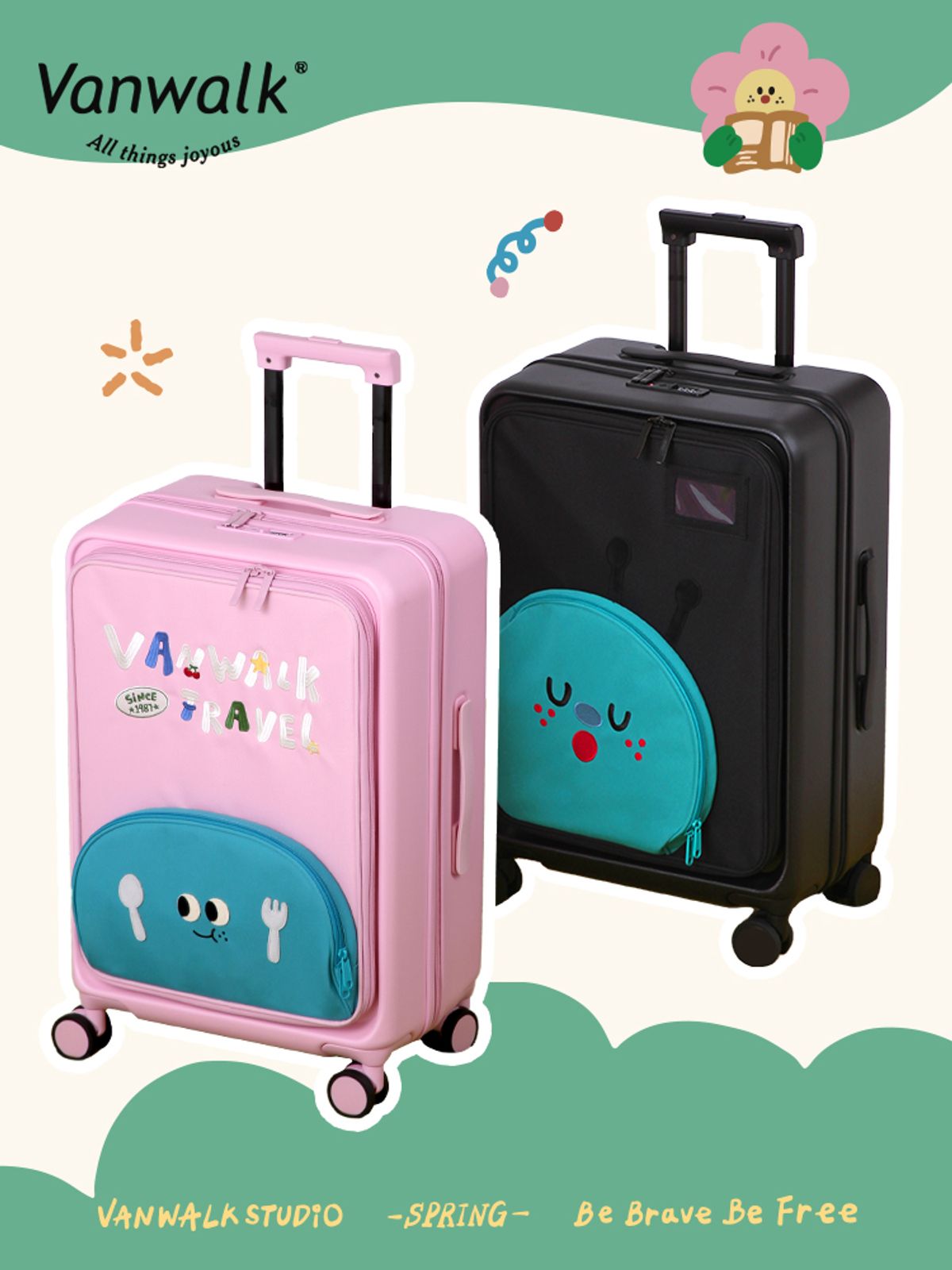 반워크(VANWALK) 마카롱 캐리어 24인치 [블랙](+ 투명 커버 증정)