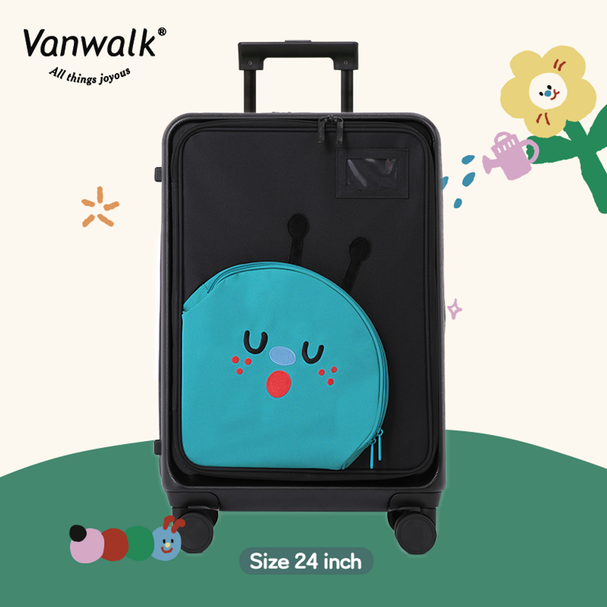 반워크(VANWALK) 마카롱 캐리어 24인치 [블랙](+ 투명 커버 증정)