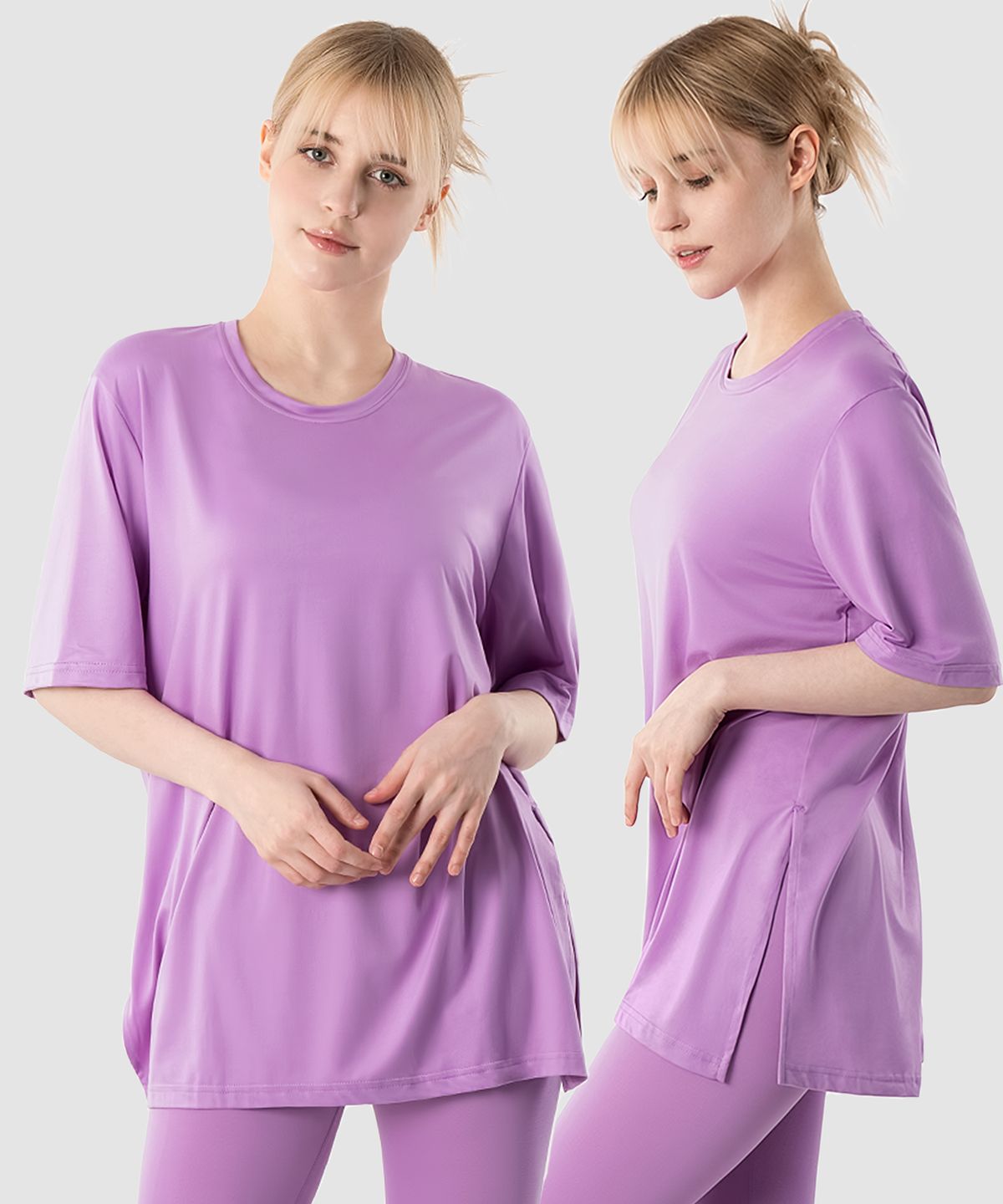 아르메데스(ARMEDES) [2PACK] 여성용 피치터치 오버핏 옆트임 반팔 티셔츠 AR-239