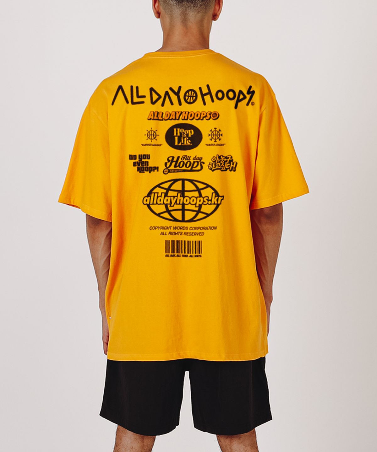 올데이훕스(ALL DAY HOOPS) 후프 S2 로고 반팔티 머스타드