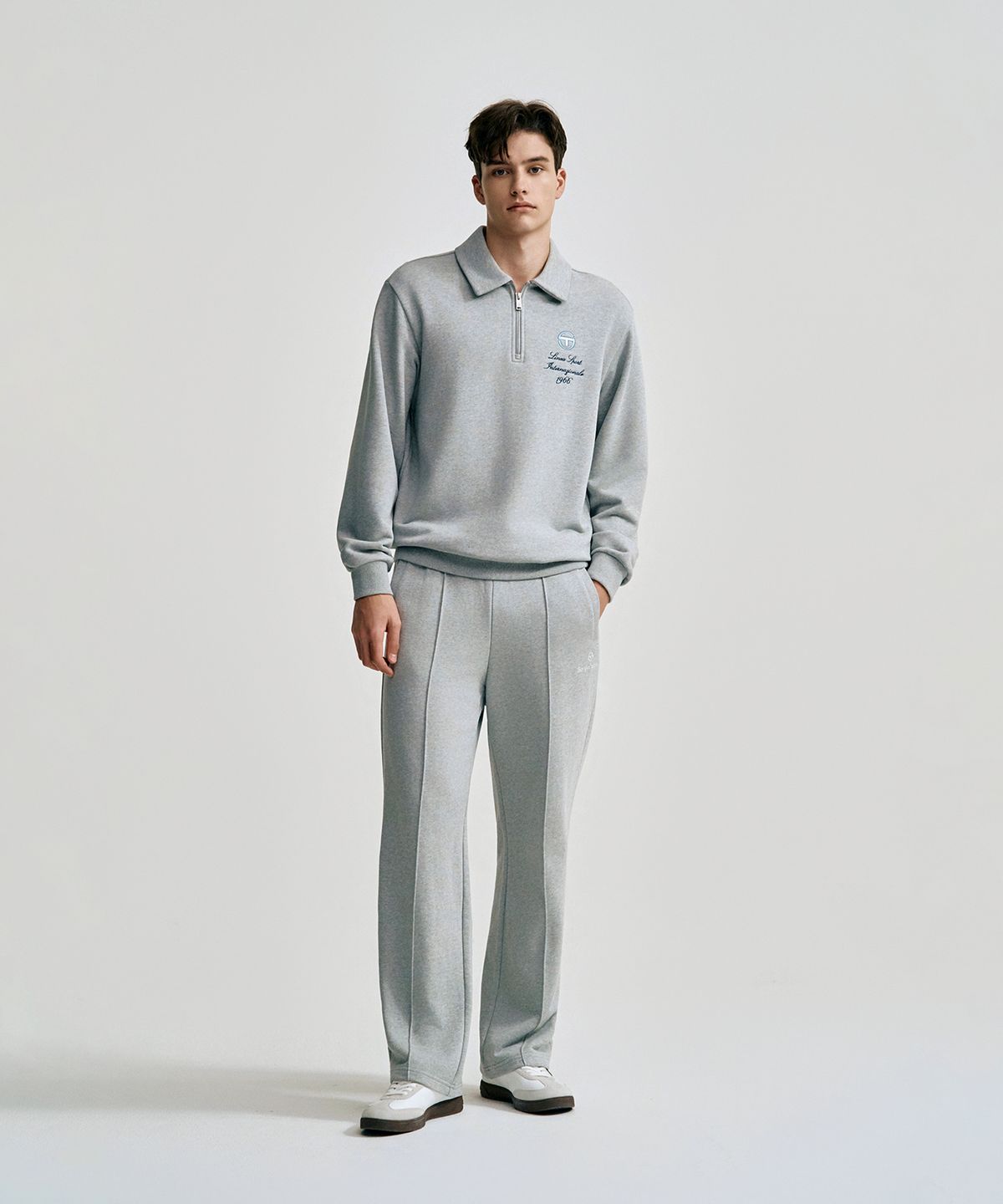 세르지오 타키니(SERGIO TACCHINI) M 프레피 하프집업 맨투맨 (Melange Grey)