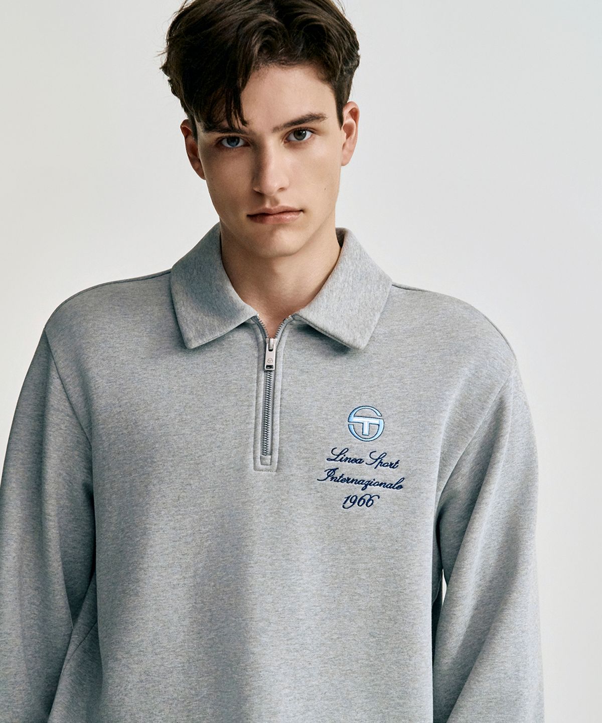 세르지오 타키니(SERGIO TACCHINI) M 프레피 하프집업 맨투맨 (Melange Grey)