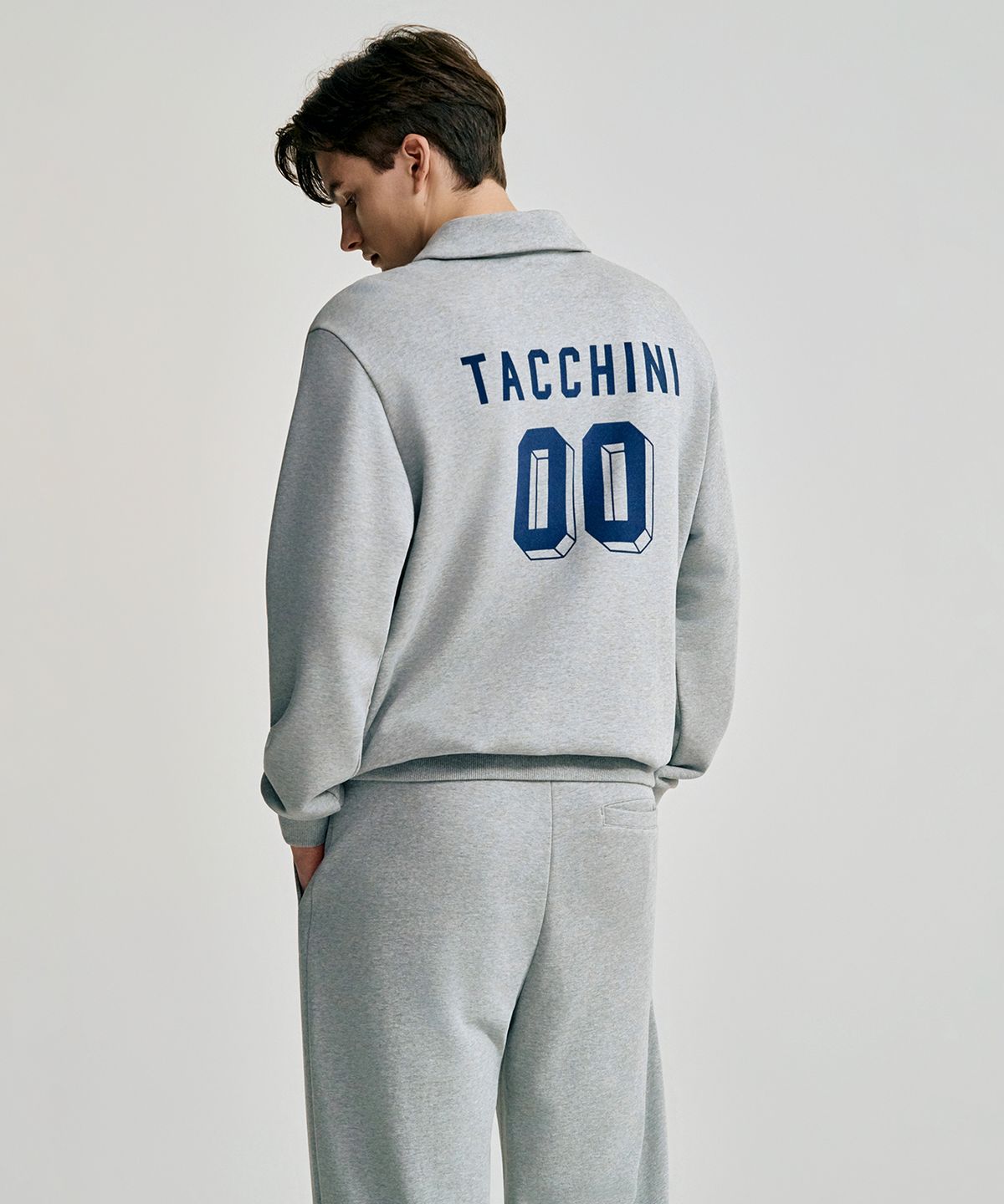 세르지오 타키니(SERGIO TACCHINI) M 프레피 하프집업 맨투맨 (Melange Grey)