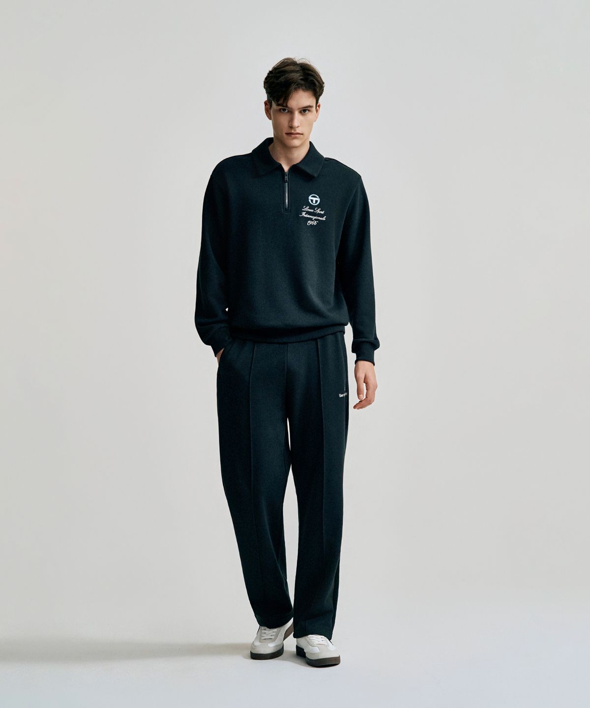 세르지오 타키니(SERGIO TACCHINI) M 프레피 하프집업 맨투맨 (Black)