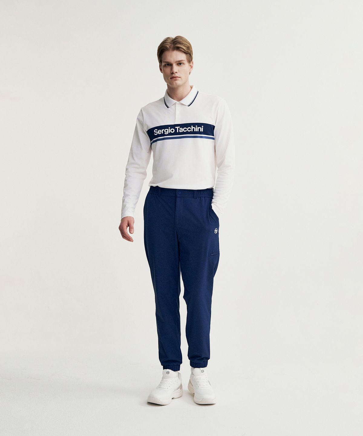 세르지오 타키니(SERGIO TACCHINI) M 리조트 우븐 스트레치 카고 조거 팬츠 (Navy)