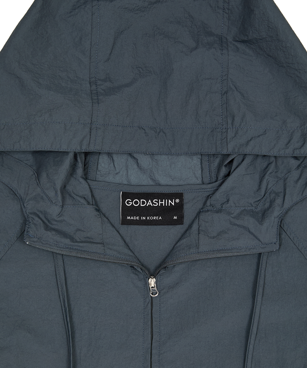 고다신(GODASHIN) Sheer Hooded Windbreaker (Navy)