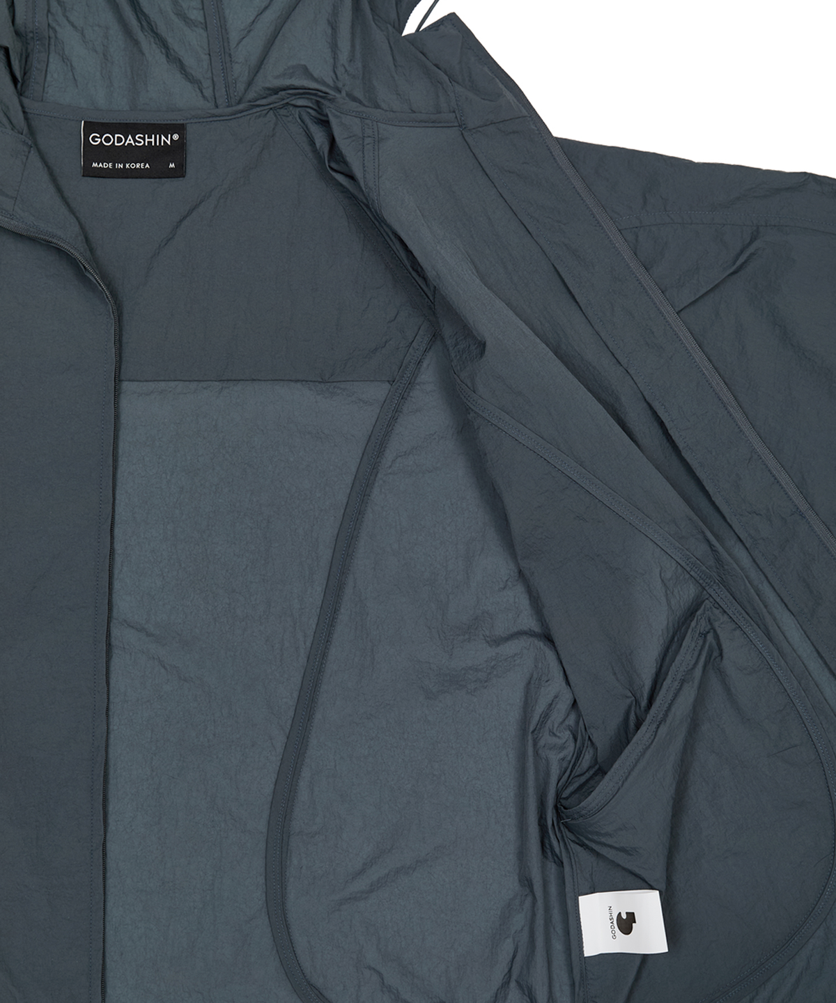 고다신(GODASHIN) Sheer Hooded Windbreaker (Navy)
