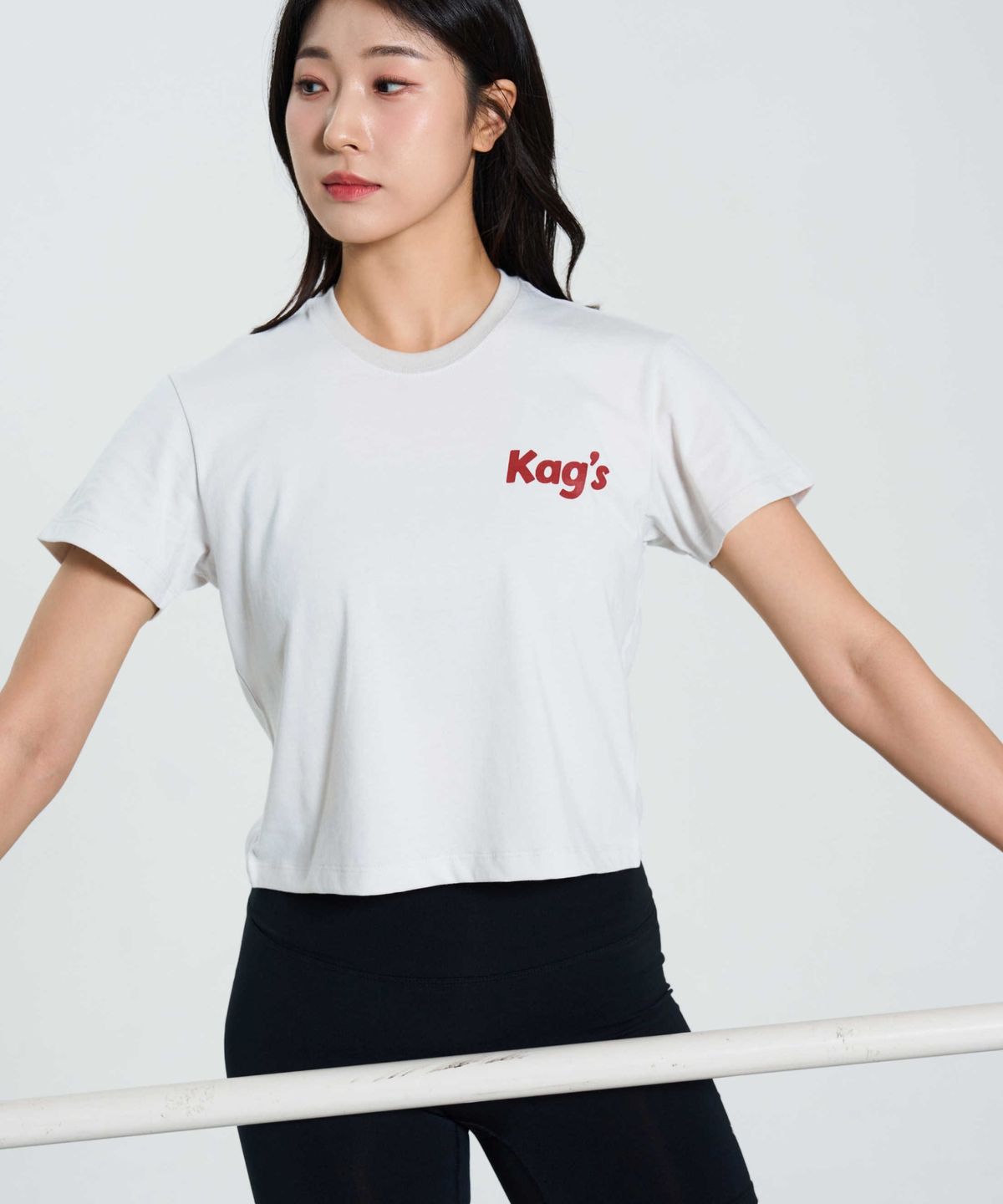 카키그라도(KHAKI GRADO) 도넛보이 레귤러핏 크롭 티셔츠 (라이트그레이)