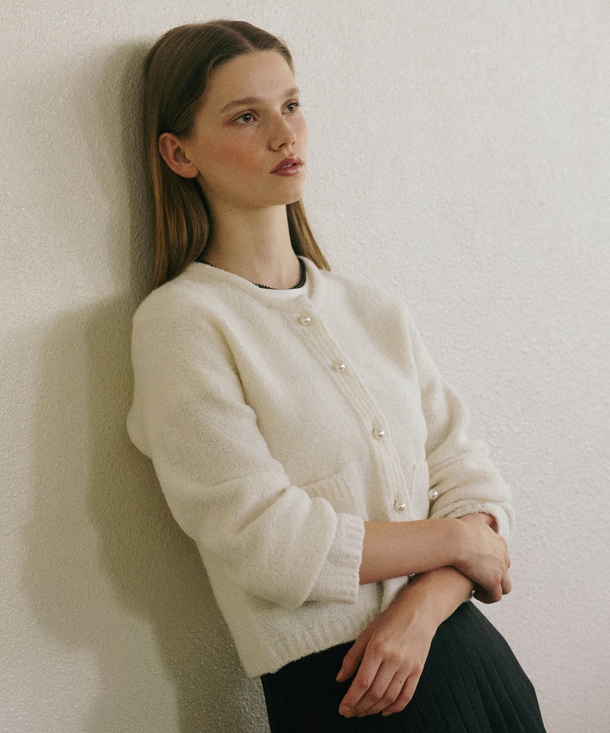 튜드먼트(TTUDEMENT) CLASSIC BUTTON CARDIGAN IVORY