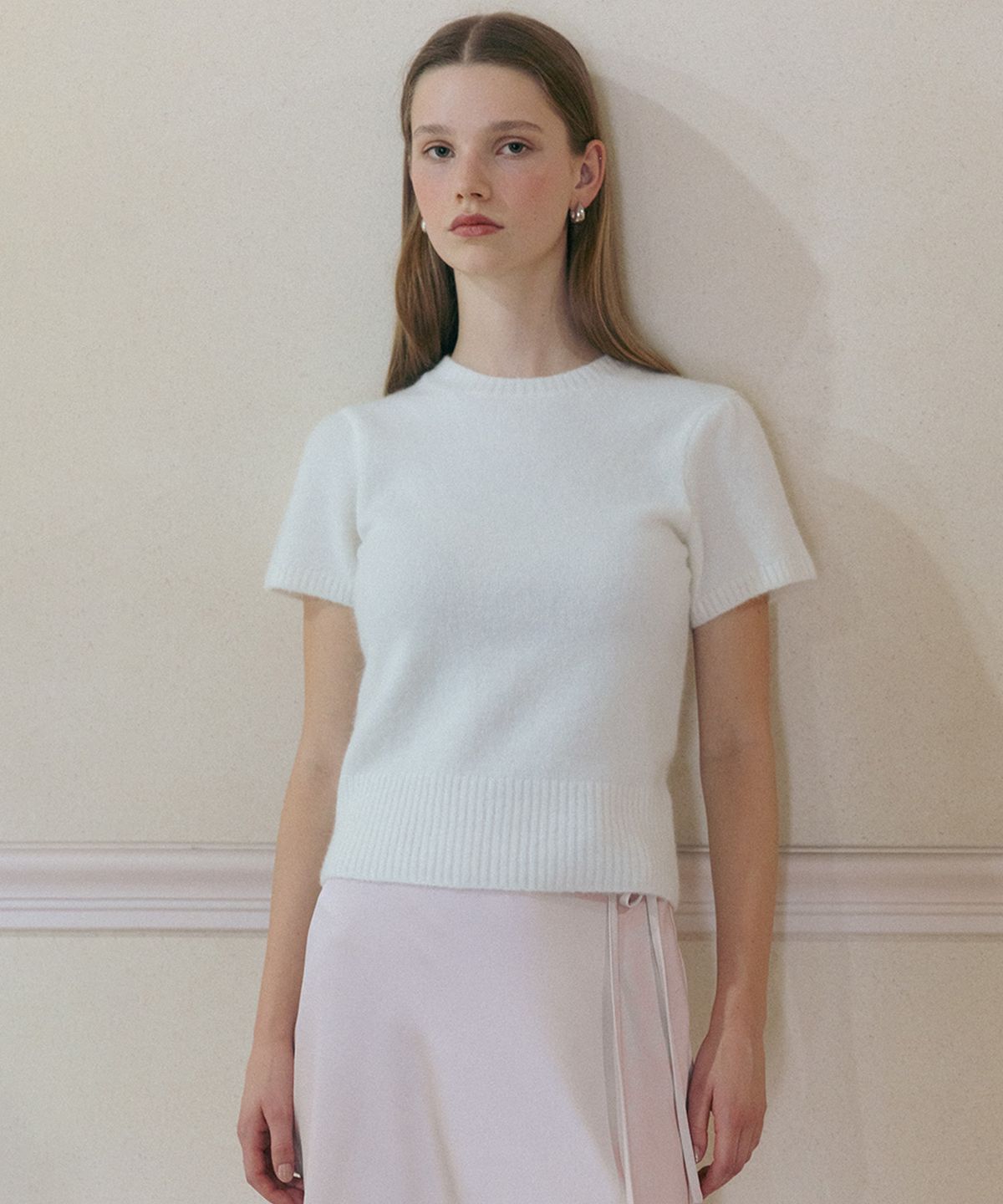 튜드먼트(TTUDEMENT) ANGORA HALF SLEEVE PULLOVER CREAM