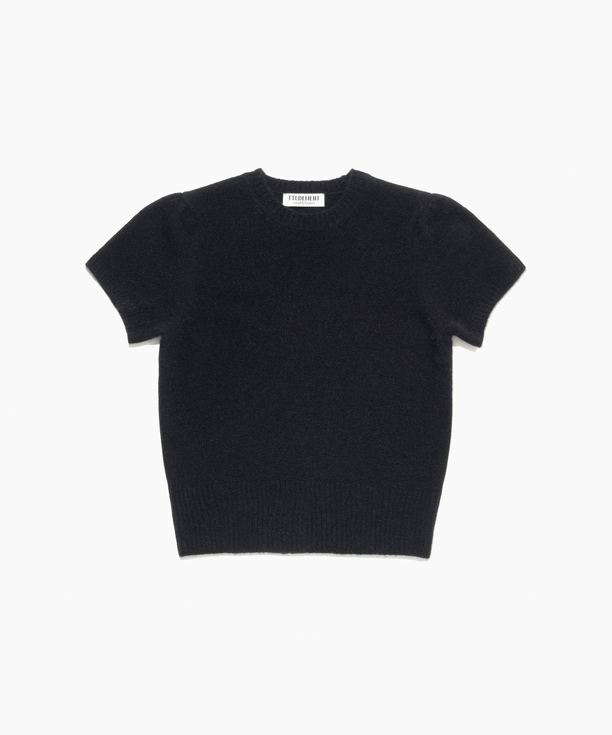 튜드먼트(TTUDEMENT) ANGORA HALF SLEEVE PULLOVER BLACK