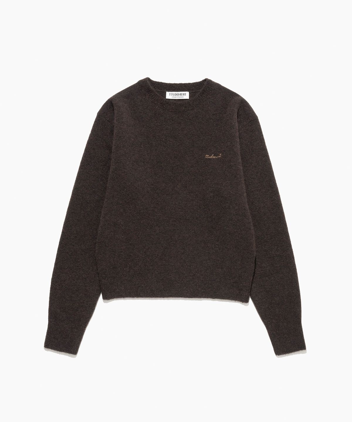 튜드먼트(TTUDEMENT) WOOL ROUND KNIT PULLOVER BROWN