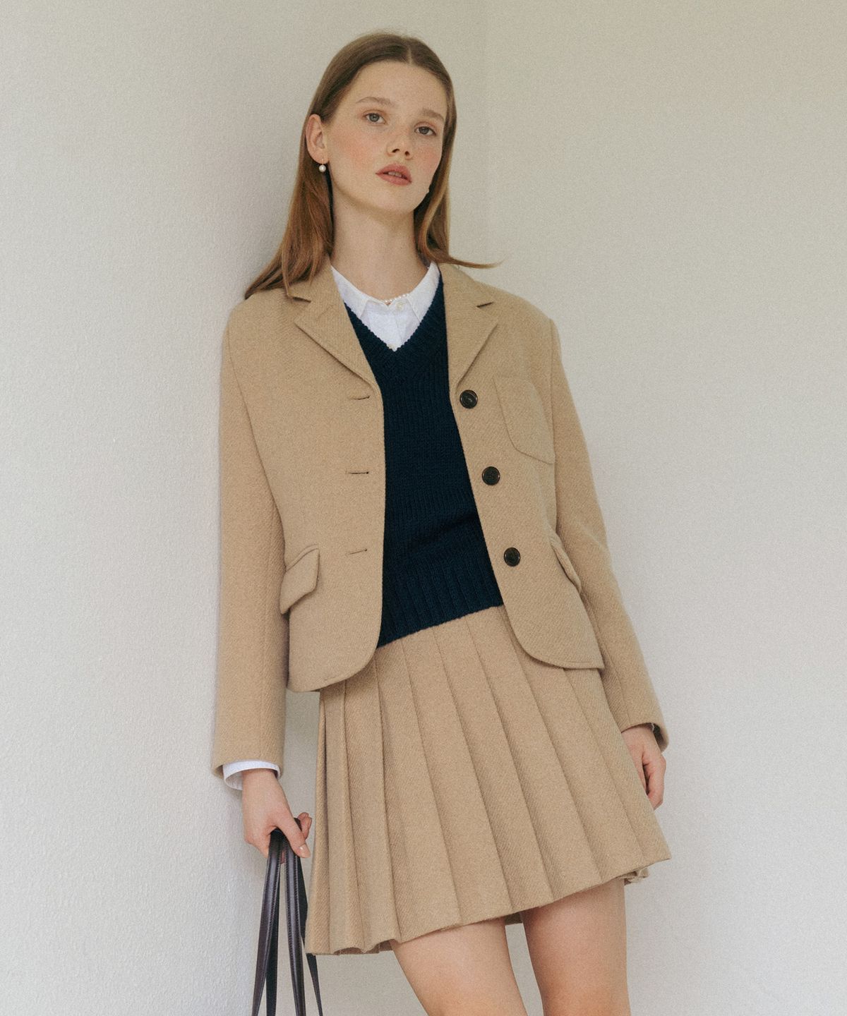 튜드먼트(TTUDEMENT) TAILORED WOOL MINI SKIRT BEIGE