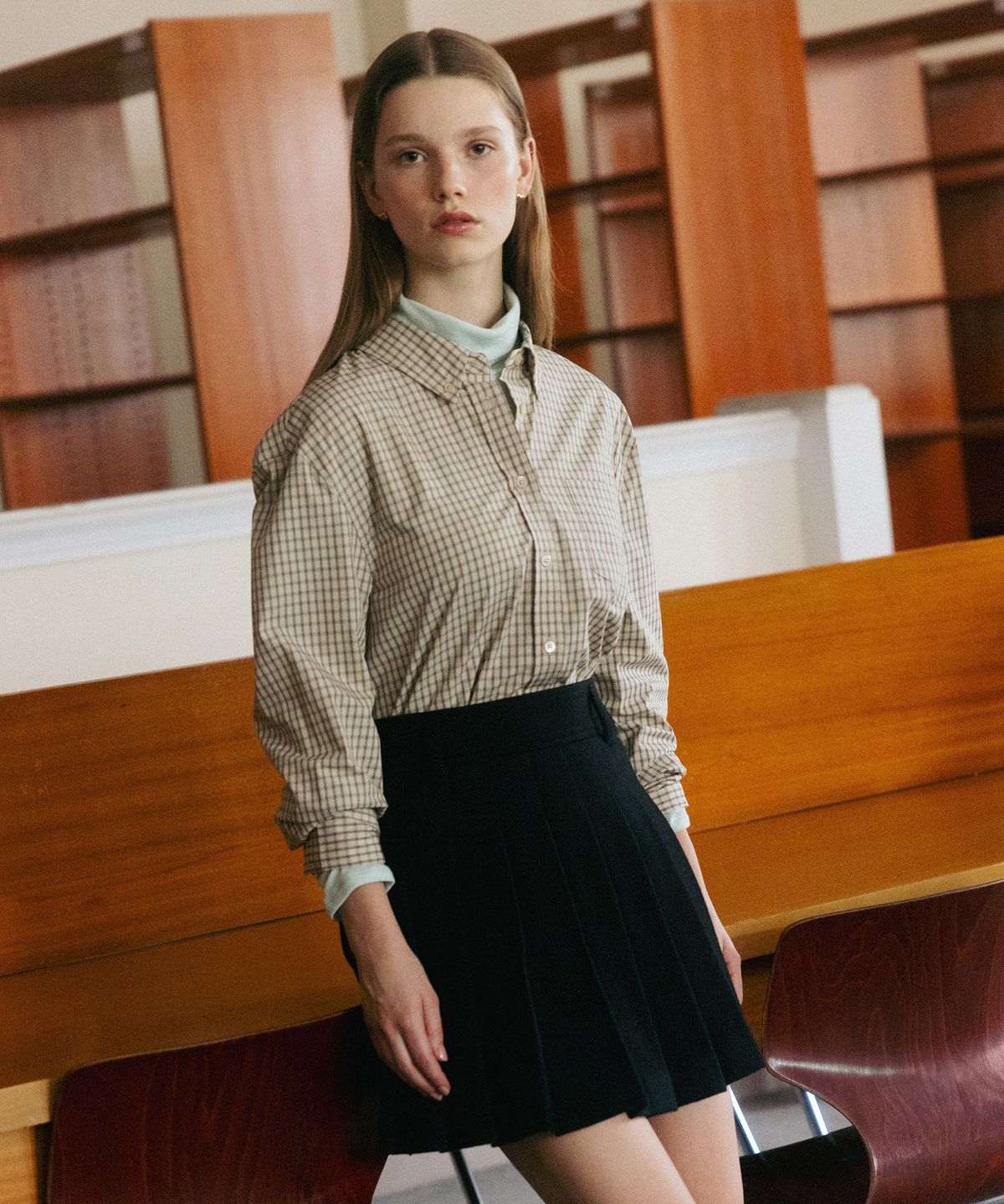 튜드먼트(TTUDEMENT) TAILORED WOOL MINI SKIRT BLACK