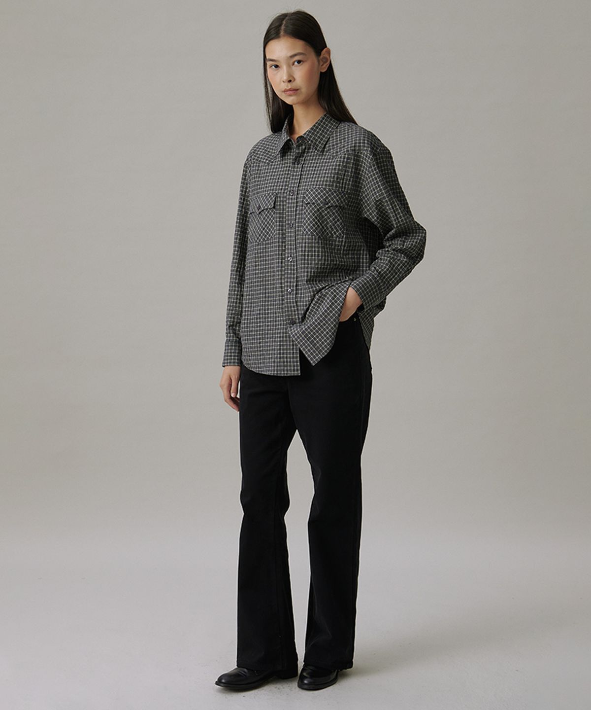 튜드먼트(TTUDEMENT) COTTON FLARED PANTS_BLACK
