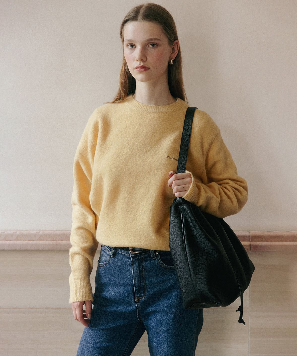 튜드먼트(TTUDEMENT) SOFT HOBO REAL LEATHER BAG BLACK