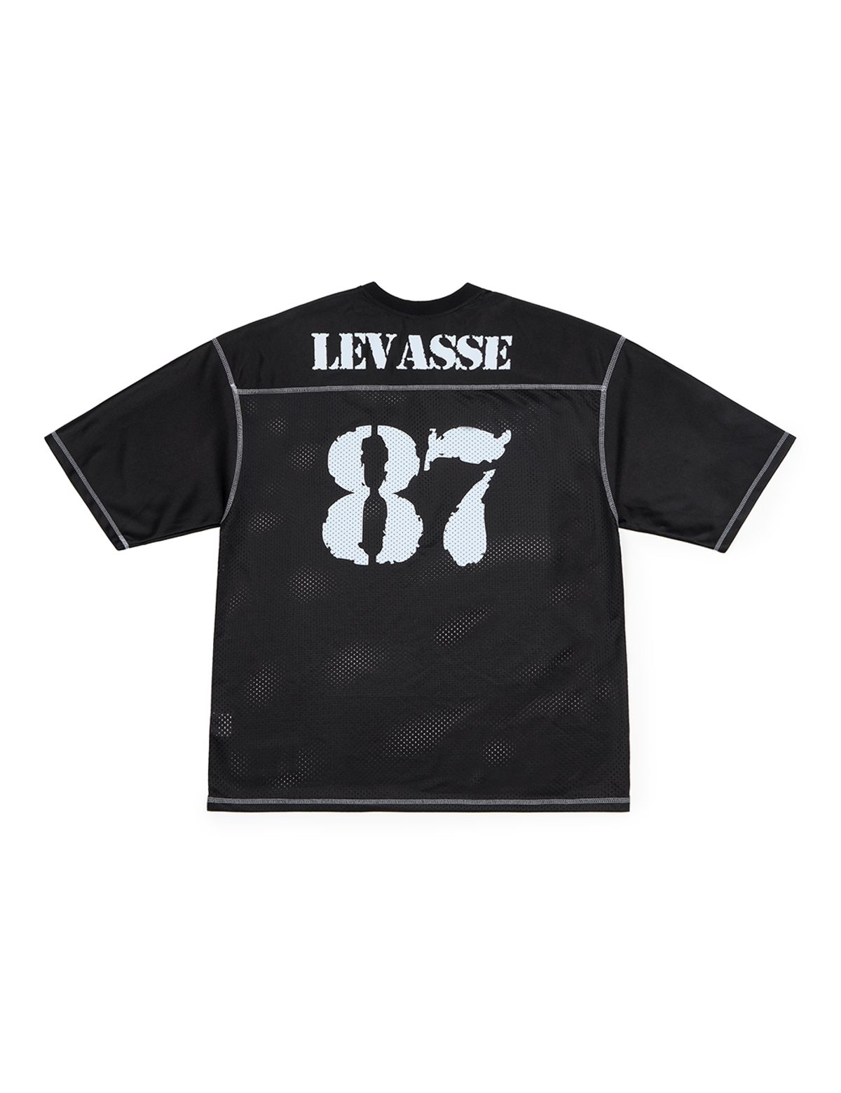르바세(LEVASSE) Mesh Rugby Shirt – Black (White Logo)