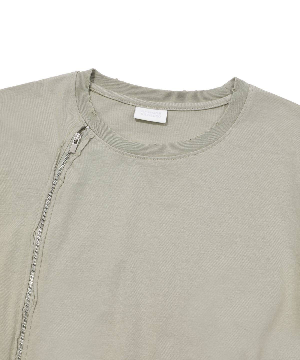 에피소드 언타이틀(EPISODE UNTITLED) ZIPPER POINT CUT-OFF T-SHIRT_KHAKI