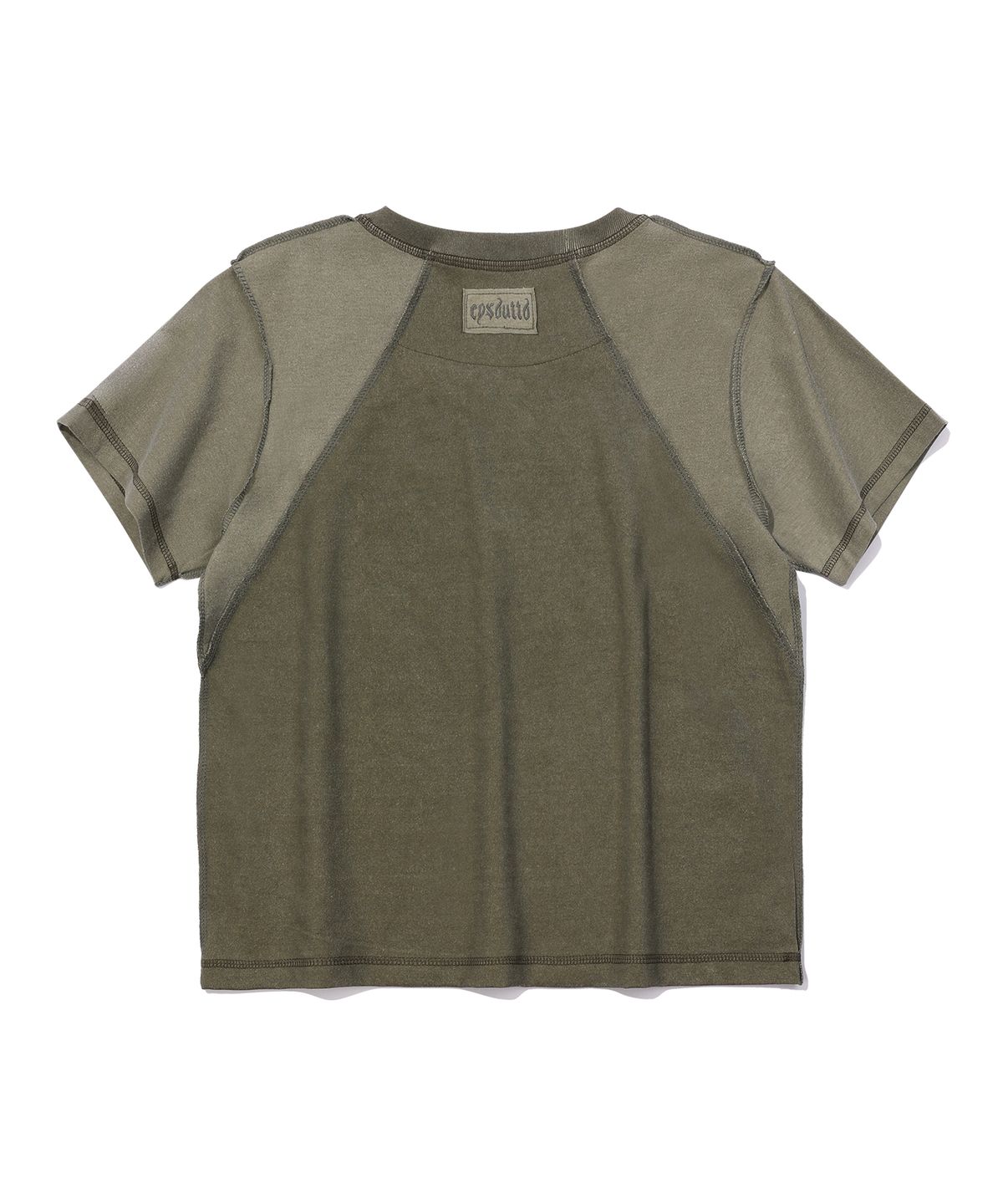 에피소드 언타이틀(EPISODE UNTITLED) CROP POINT STITCH IN&OUT PIGMENT T-SHIRT_OLIVE