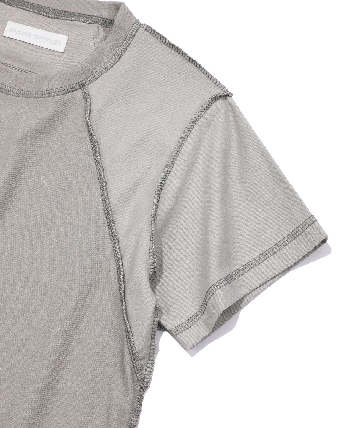 에피소드 언타이틀(EPISODE UNTITLED) CROP POINT STITCH IN&OUT PIGMENT T-SHIRT_GREY