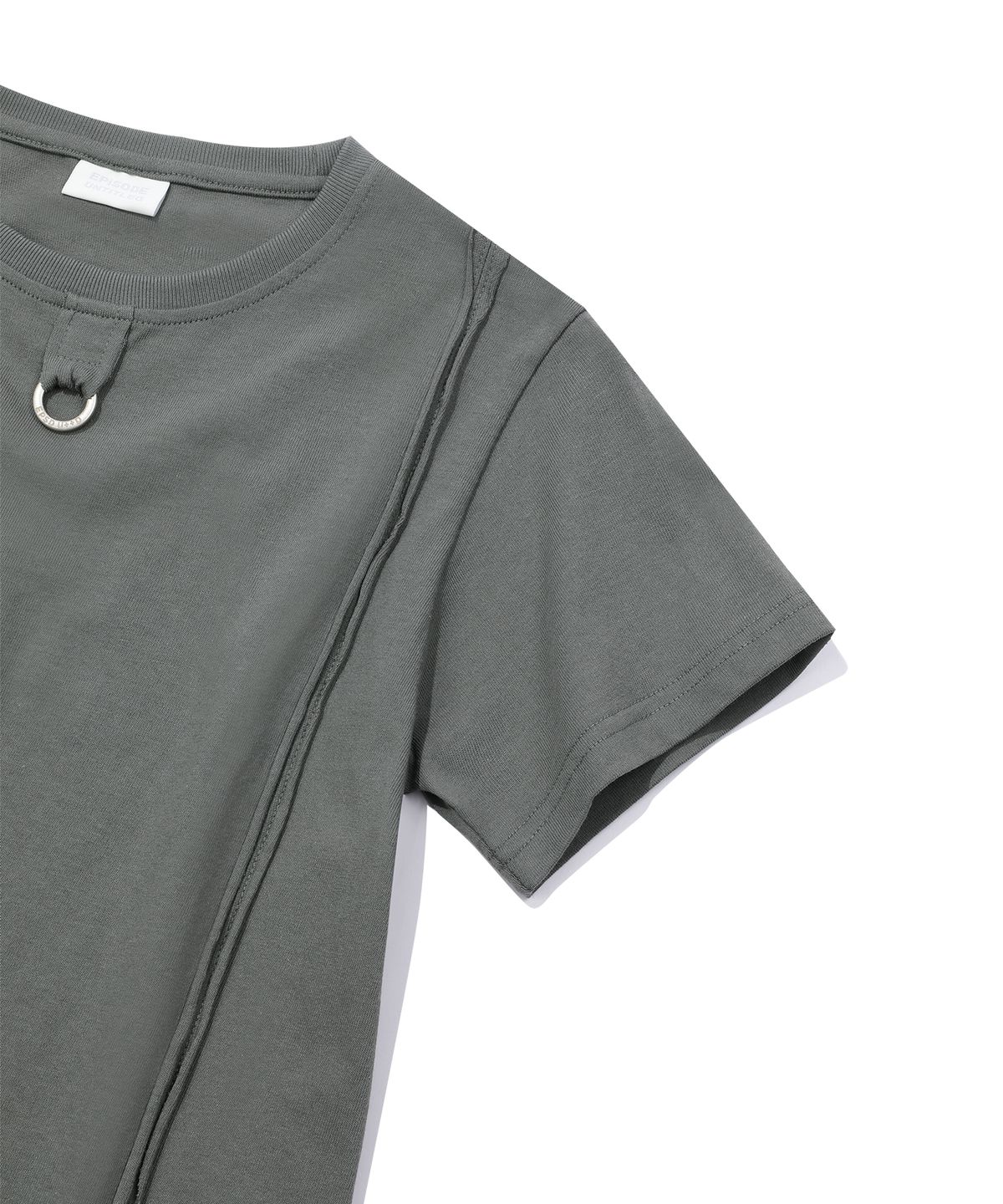 에피소드 언타이틀(EPISODE UNTITLED) CROP CUT-OFF LOGO RING POINT T-SHIRT_GREY