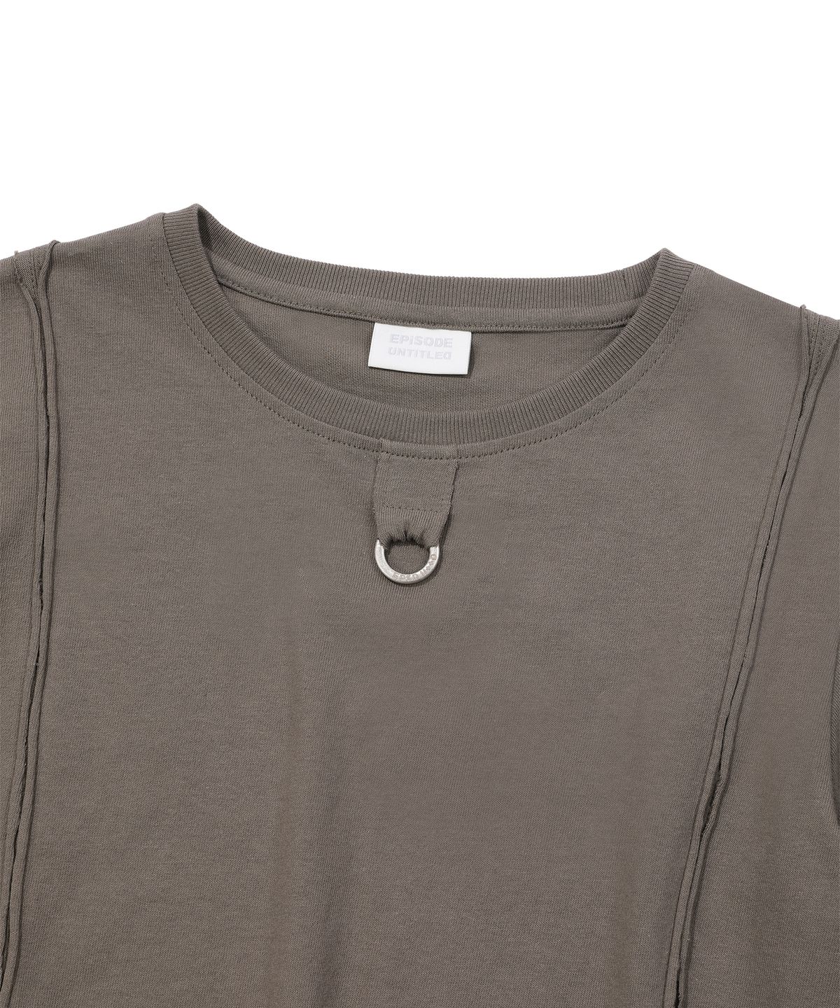 에피소드 언타이틀(EPISODE UNTITLED) CROP CUT-OFF LOGO RING POINT T-SHIRT_KHAKI