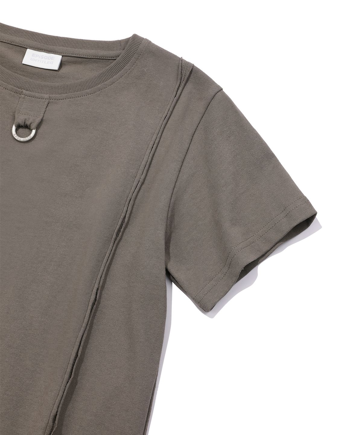 에피소드 언타이틀(EPISODE UNTITLED) CROP CUT-OFF LOGO RING POINT T-SHIRT_KHAKI