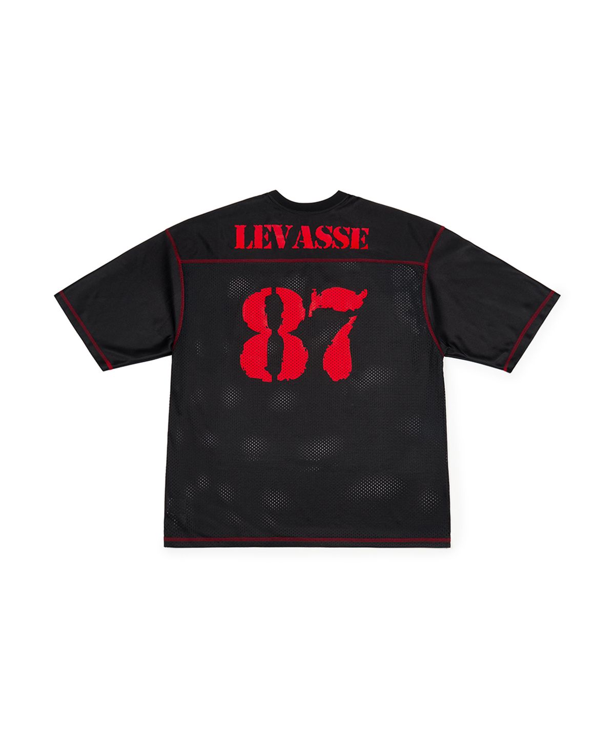 르바세(LEVASSE) Mesh Rugby Shirt – Black (Red Logo)