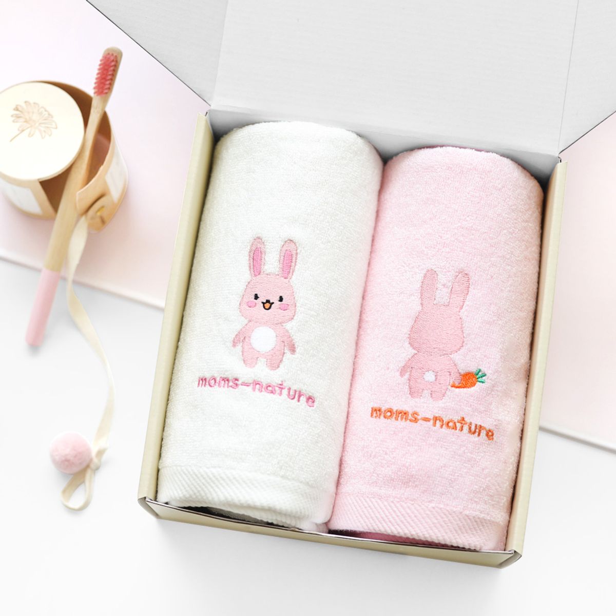 맘스네이처(MOMSNATURE) 대나무 아기 목욕타올 2P 세트 (특대형 85X85)