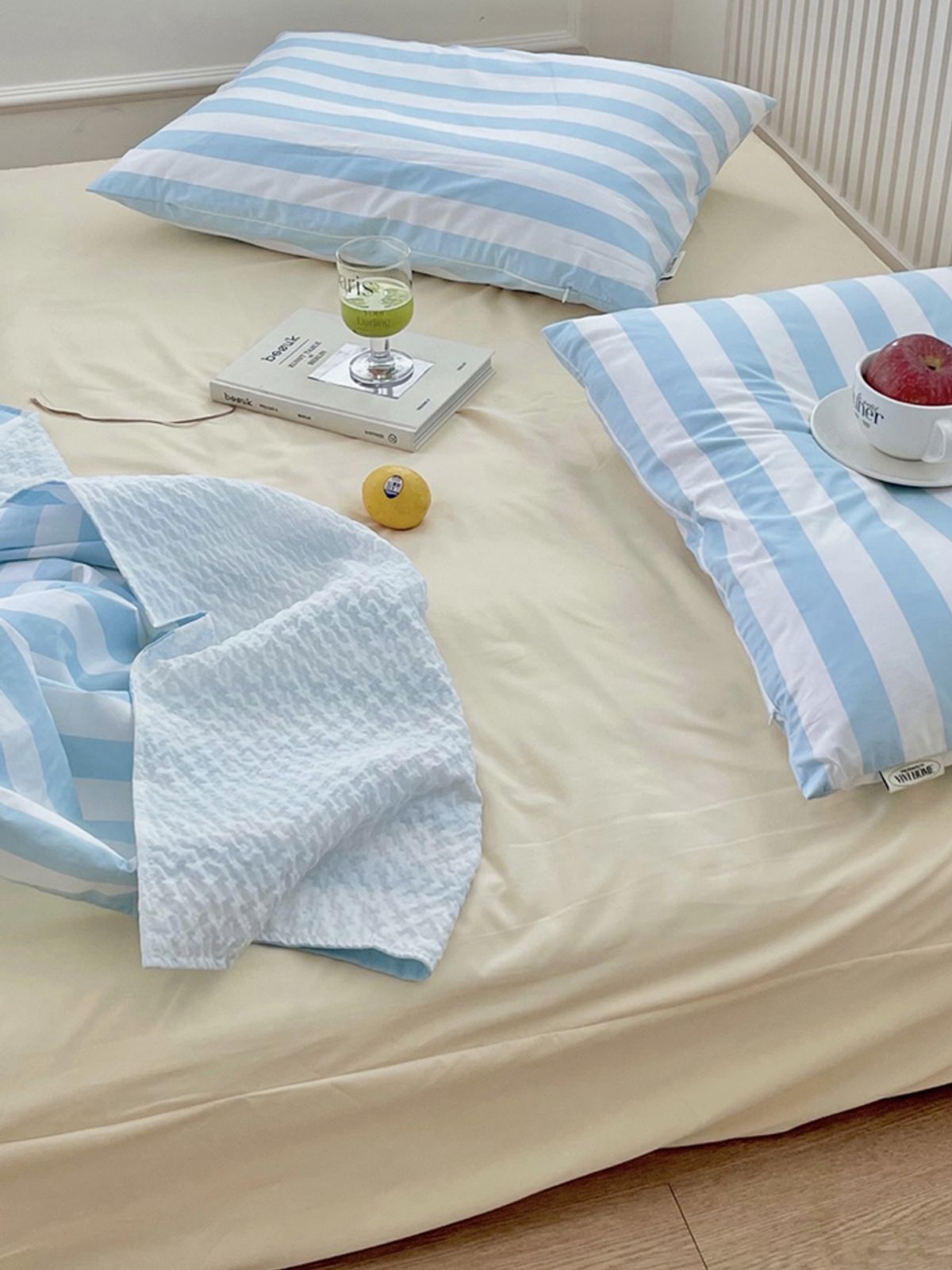 비비홈(VIVIHOME) 로하 프렌치 스트라이프 시어서커 여름 이불 2colors