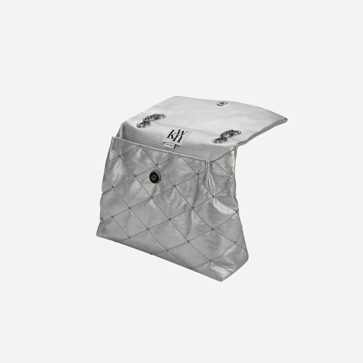 콰니(KWANI) Lozenge Studded Bag Small Cool Silver