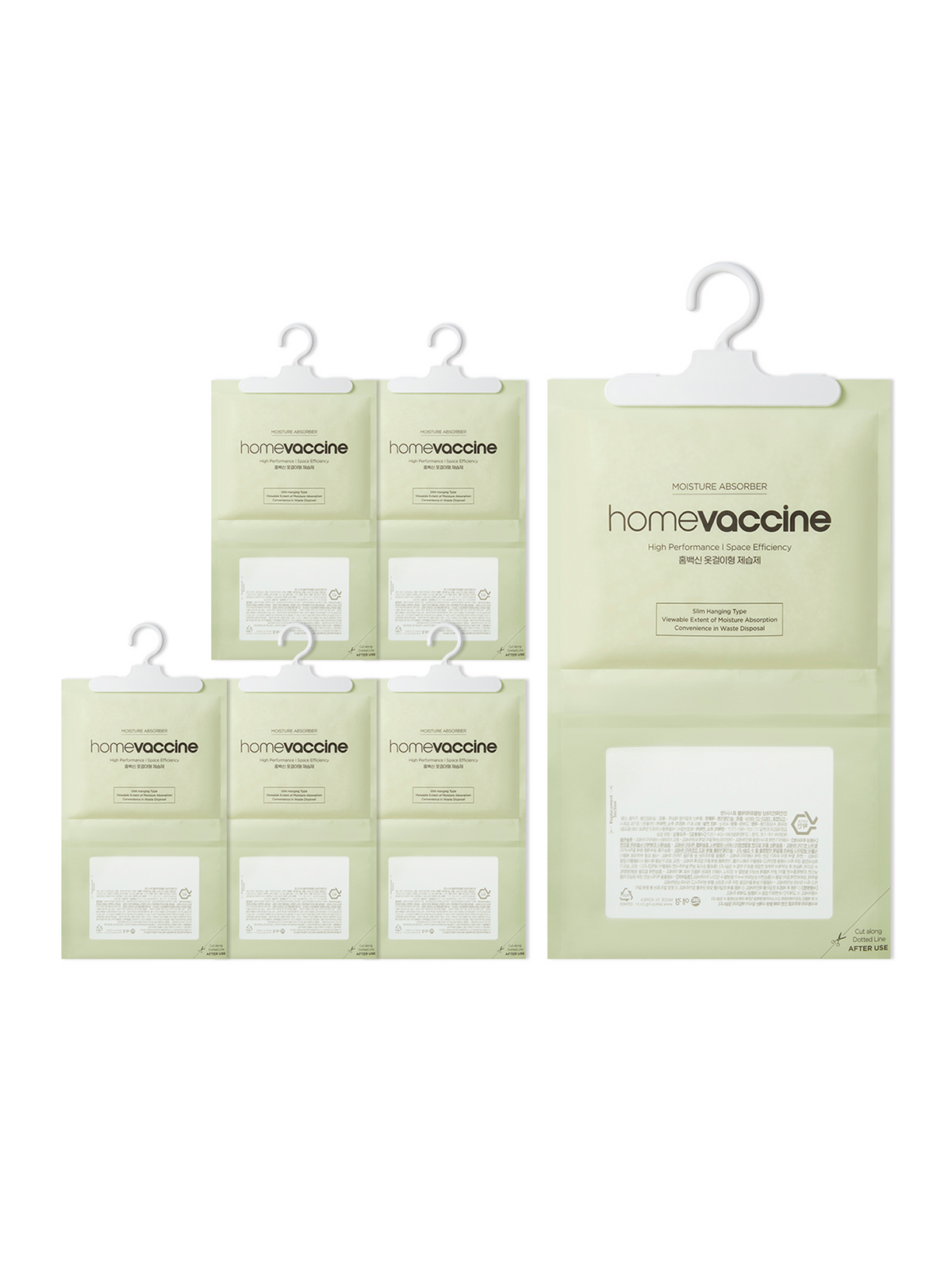 홈백신(HOMEVACCINE) 홈백신 제습제 옷걸이형 400g x 6개입 구성