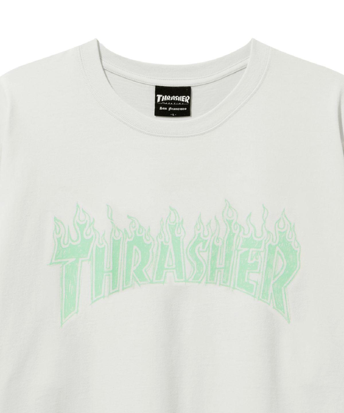 트레셔(THRASHER) 크레용 플레임 반팔 티셔츠 아이보리
