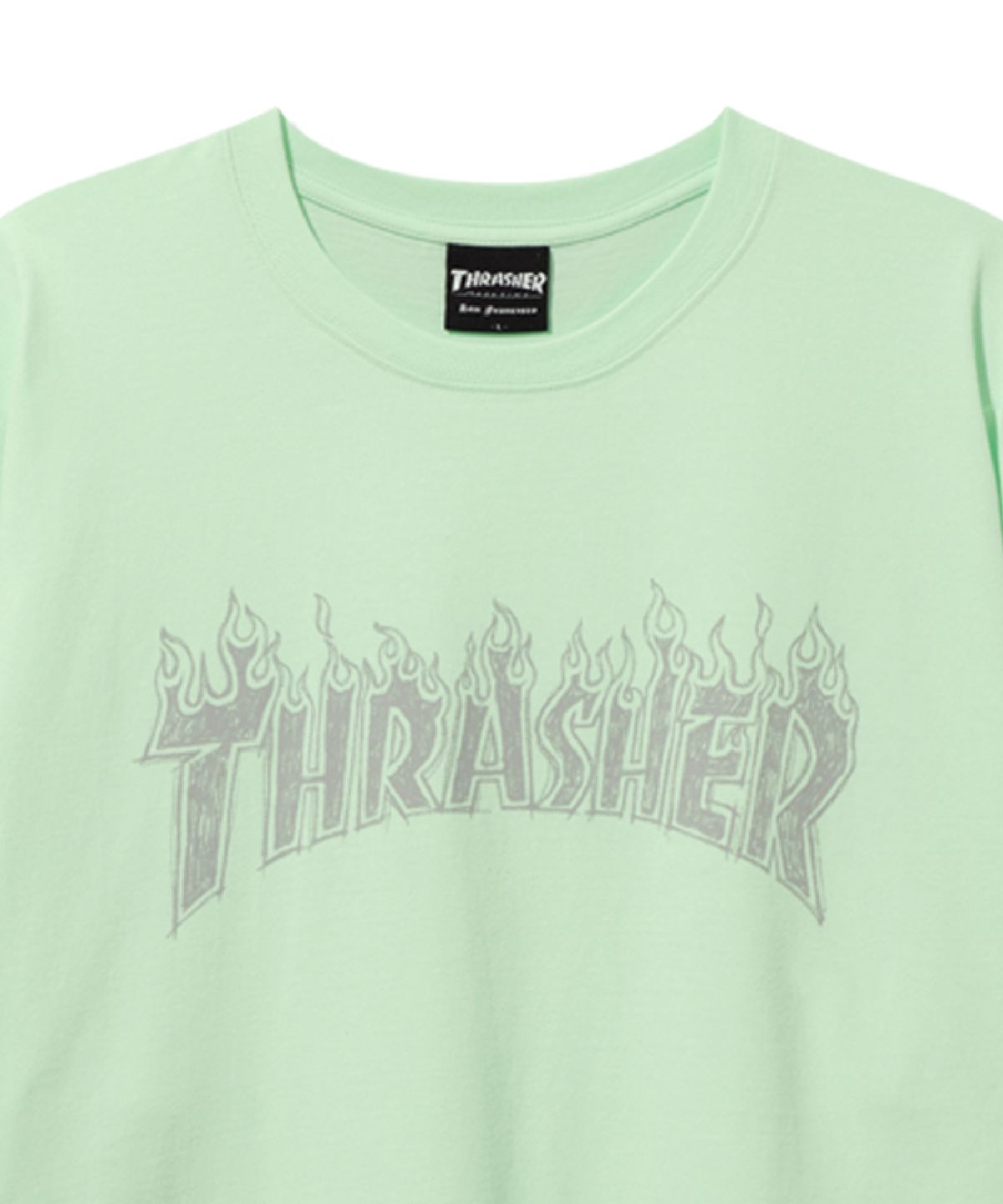 트레셔(THRASHER) 크레용 플레임 반팔 티셔츠 민트