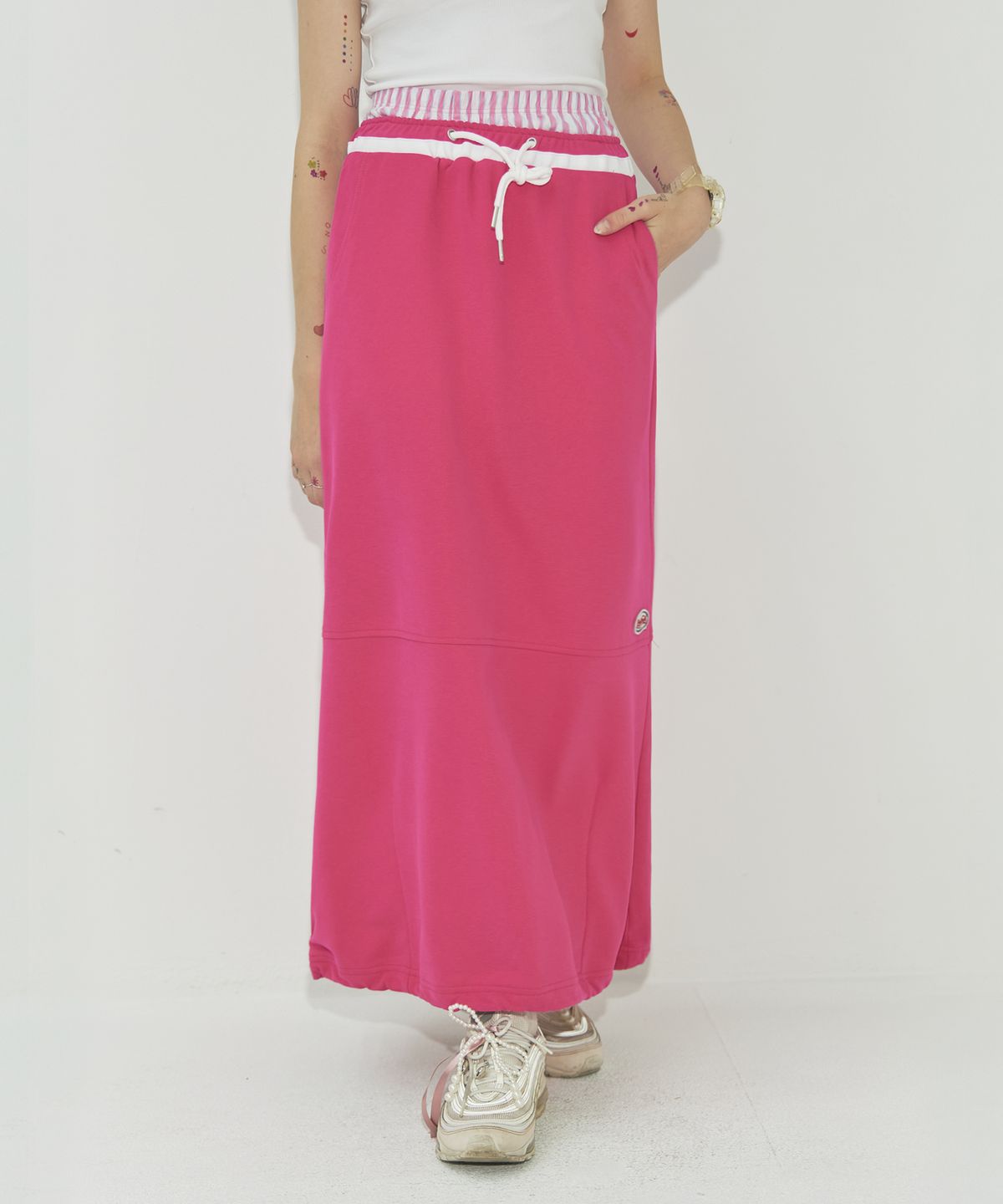 페이헤이(FEIHEI) STRING SWEAT LONG SKIRT PINK