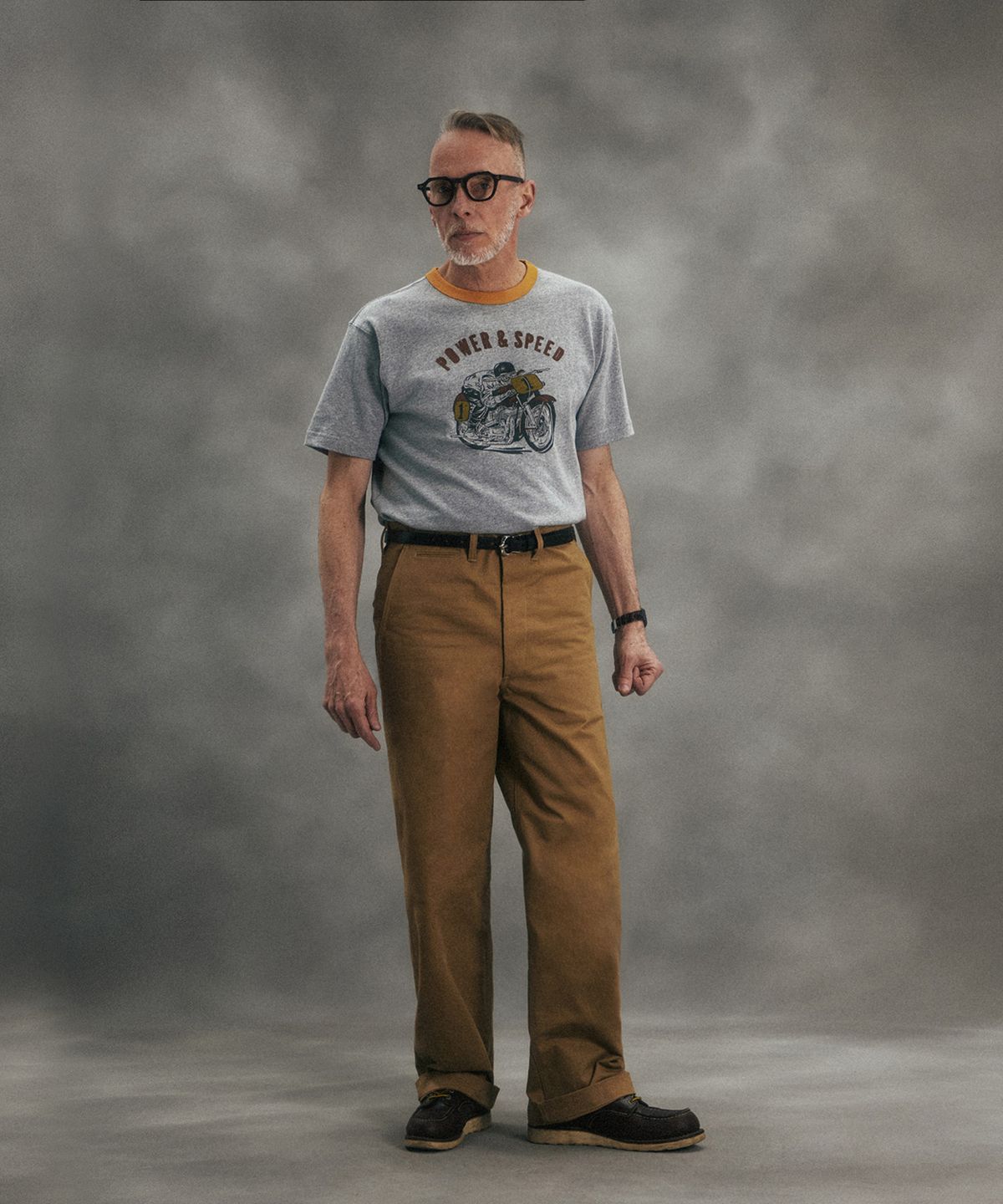 브론슨(BRONSON) Retro Motorcycle Graphic Tee Grey
