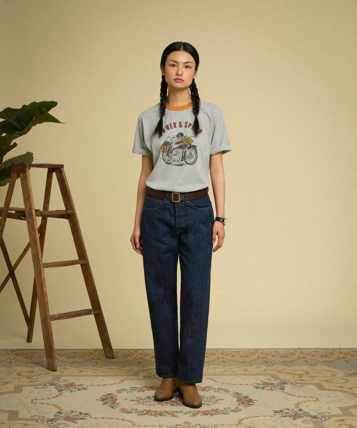 브론슨(BRONSON) Retro Motorcycle Graphic Tee Grey