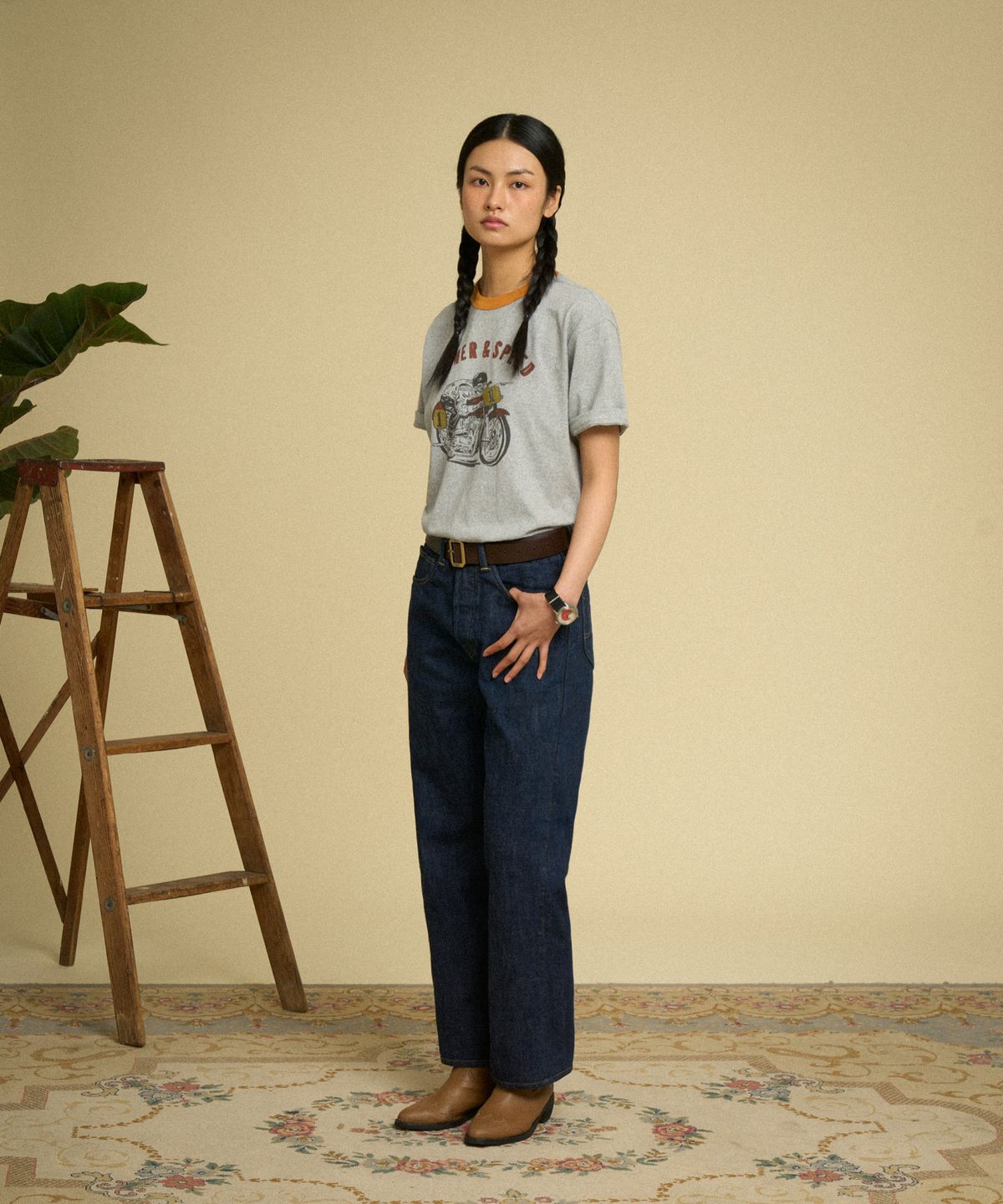 브론슨(BRONSON) Retro Motorcycle Graphic Tee Grey