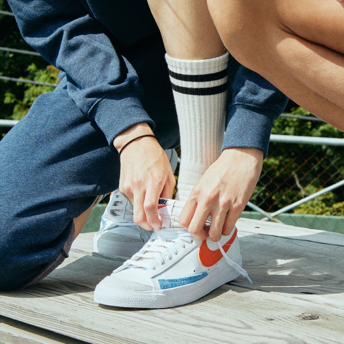 삭스타즈(SOCKSTAZ) STP004 Stripe Pile Crew Socks: White 3P PACK