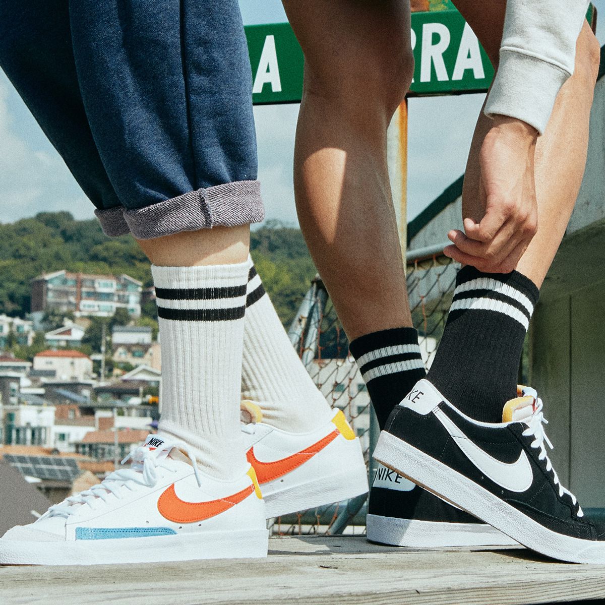 삭스타즈(SOCKSTAZ) STP004 Stripe Pile Crew Socks: White 3P PACK