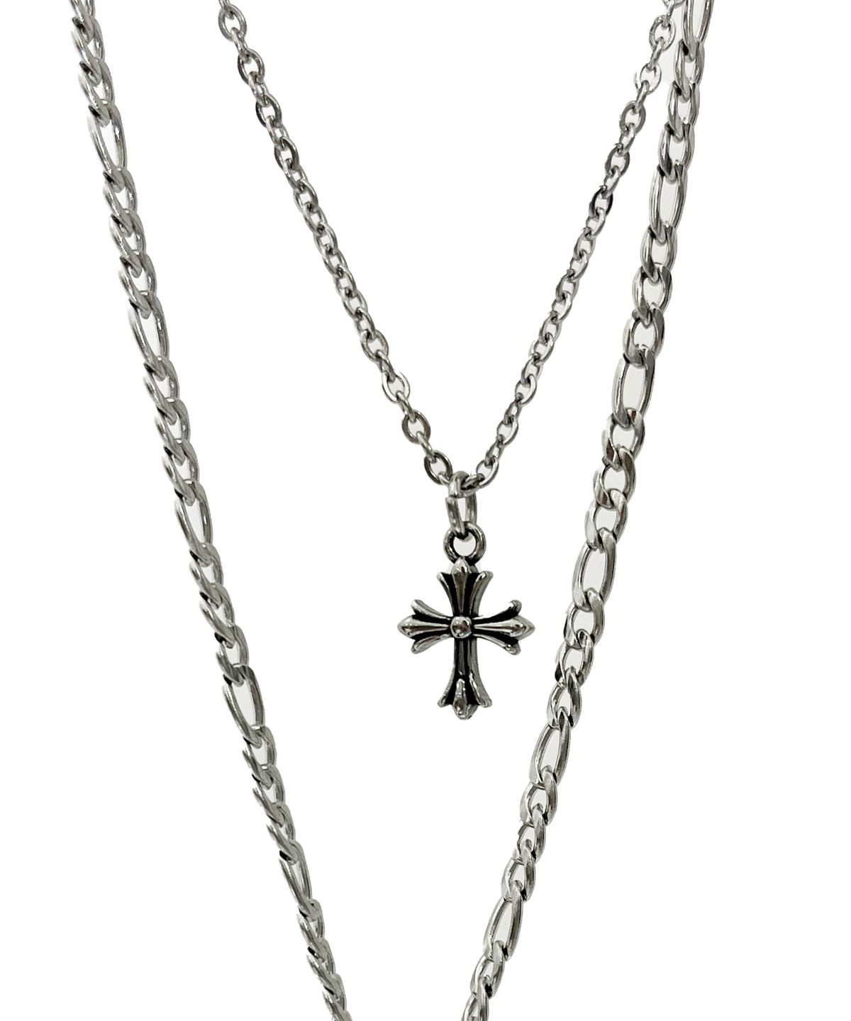 스케이터락(SK8ER ROCK) Surgical Steel Double Layered Necklace ((Steel))