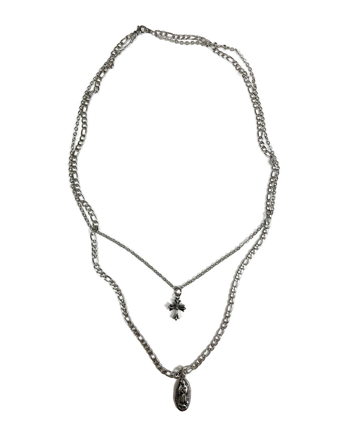 스케이터락(SK8ER ROCK) Surgical Steel Double Layered Necklace ((Steel))