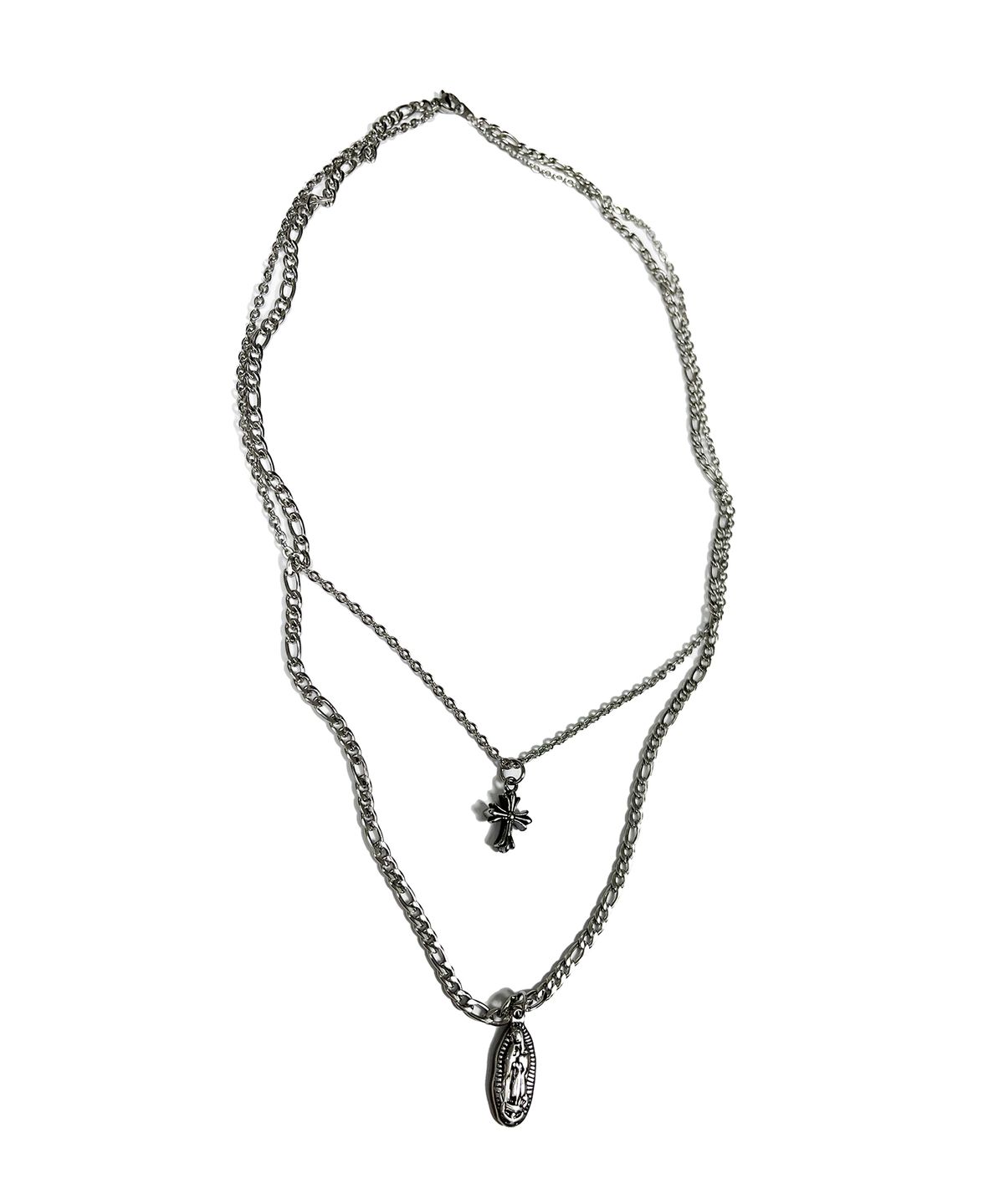 스케이터락(SK8ER ROCK) Surgical Steel Double Layered Necklace ((Steel))