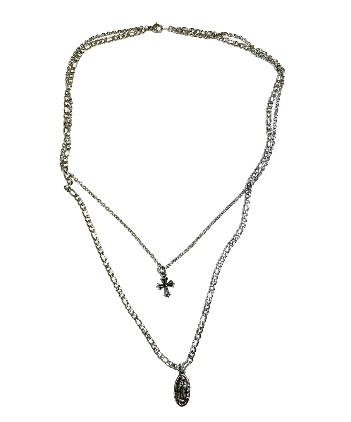스케이터락(SK8ER ROCK) Surgical Steel Double Layered Necklace ((Steel))
