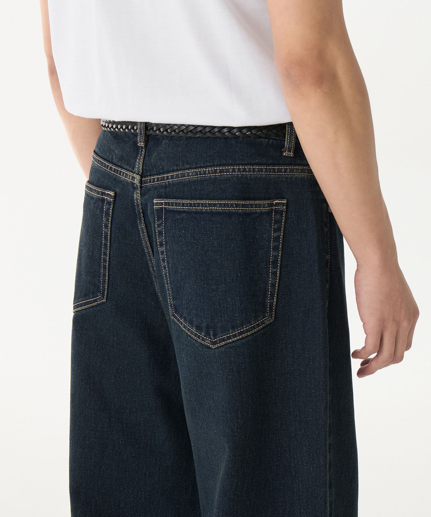 ★MUSINSA STANDARD★ Panelled Knee Wide Denim Pants Acid Blu MUSINSA | MUSINSA STANDARD Paneled knee wide denim pants