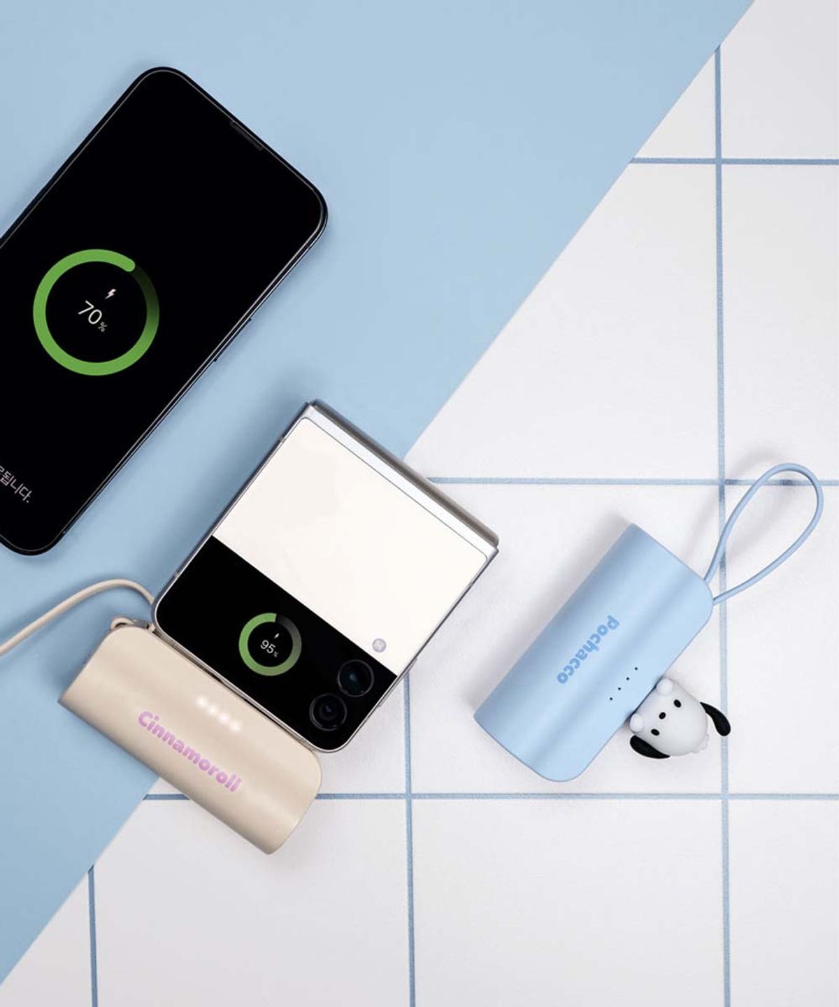 팬지(PANSY) 산리오 캐릭터 도킹보조배터리 5000mAh 미니 귀여운 일체형 무선