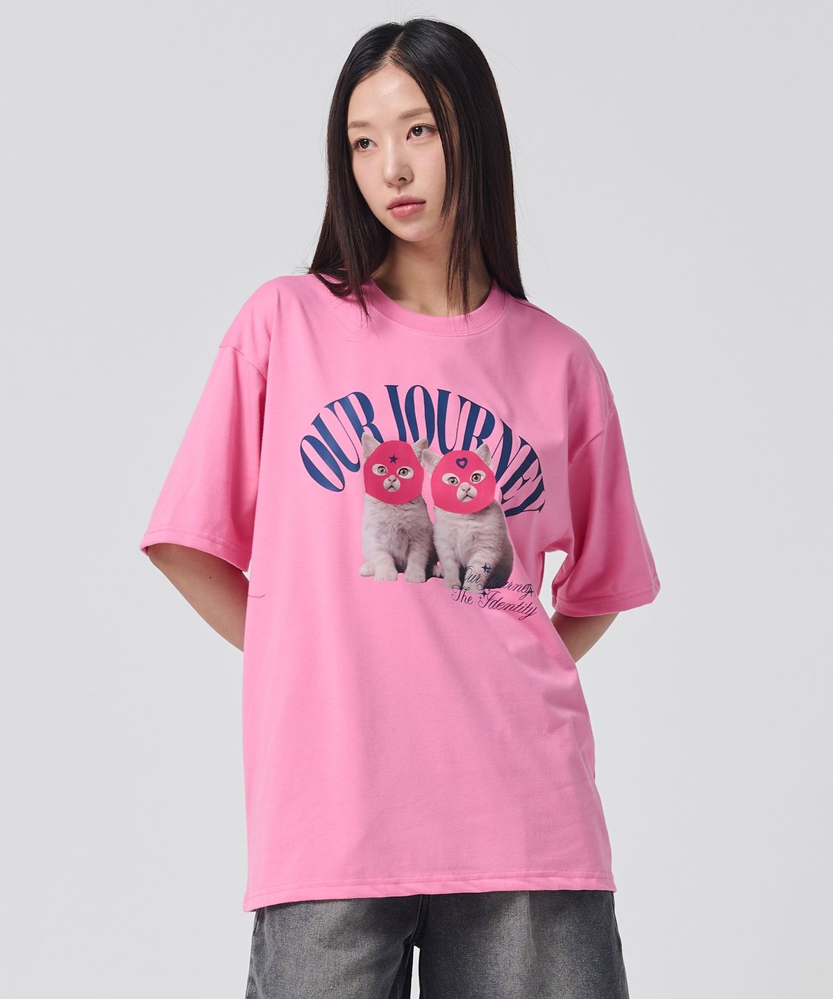 오언더알(OUNDERR) MASK TWIN CAT 20수 오버핏 반팔티셔츠 9COLOR