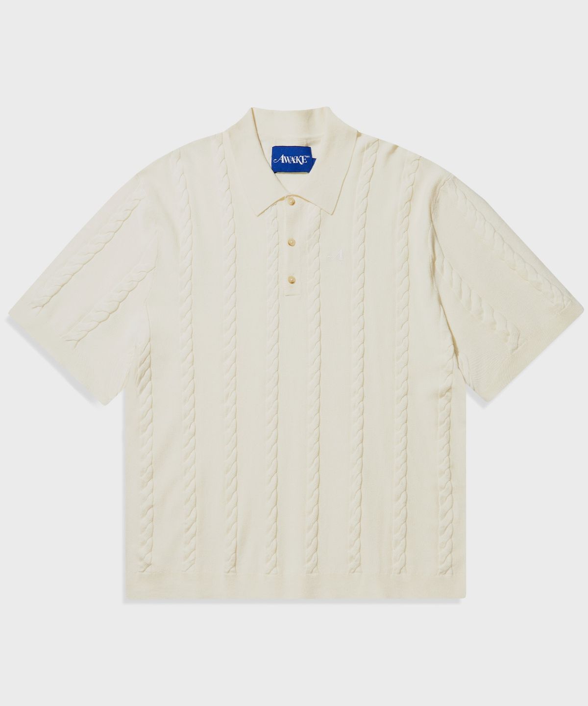 어웨이크 뉴욕(AWAKE NY) (M) 케이블 니트 폴로 아이보리 CABLE KNIT POLO IVORY